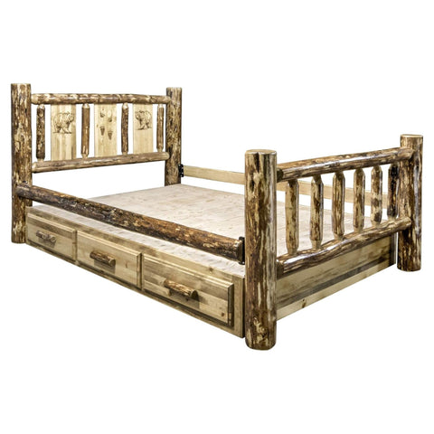 Glacier Country Collection Full Storage Bed w/ Laser Engraved Bear Design