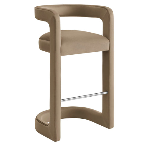 Oakestry Premium Winslow Performance Velvet Bar Stool Offering Decorative Balance Sophisticated Visual Appeal and Versatile Functionality Across Curated Interior Spaces