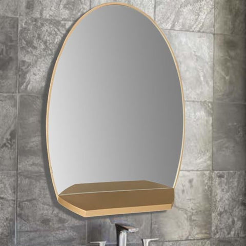 Oakestry Oval Metal Frame Mirror with Shelf Wall Mounted Decorative Vanity Mirror Modern Minimalist Design for Bathroom Bedroom Living Room Durable Rust Resistant Storage Shelf Easy Installation