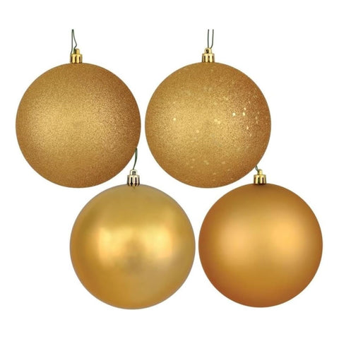 12 In. Juniper 4-Finish Ball Orn Asst 4/Bag