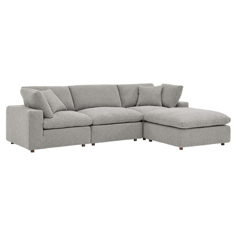 Oakestry Luxury Inspired Commix Down Filled Overstuffed Boucle Fabric 4-Piece Sectional Sofa Comfortable Indoor Sectional Sofa for Living Room Apartment Lounge Reception Area Premium Daily Styling