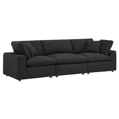Oakestry Luxury Inspired Commix Down Filled Overstuffed Boucle Fabric 3-Seater Sofa Comfortable Indoor Sofa for Living Room Apartment Lounge Reception Area Premium Everyday Styling