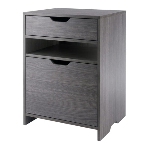 Oakestry Nova Filing Storage Cabinet Charcoal Modern Office File Organizer with Drawer and Open Shelves for Documents Supplies and Home Workspace