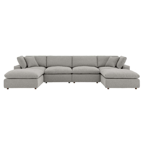 Oakestry Luxury Inspired Commix Down Filled Overstuffed Boucle 6-Piece Sectional Sofa Comfortable Indoor Sectional Sofa for Living Room Apartment Lounge Reception Area Premium Daily Styling
