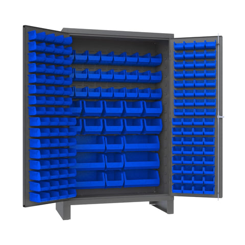 Oakestry Heavy Duty Cabinet 14 Gauge 171 Red Bins Flush Doors with Louvered Panel Lockable Chrome Handle with Keys (Grey, Blue)