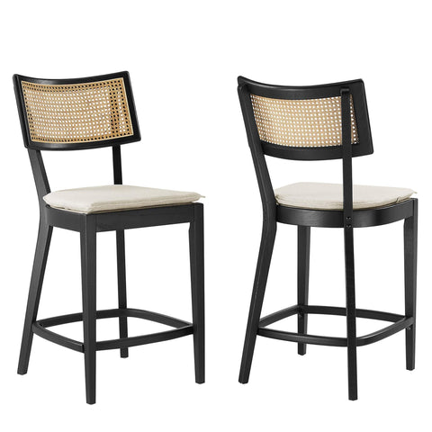 Oakestry Premium Caledonia Wood Counter Stools - Set of 2 Enhancing Modern Spaces with Decorative Character Functional Versatility and Sophisticated Everyday Interior Appeal