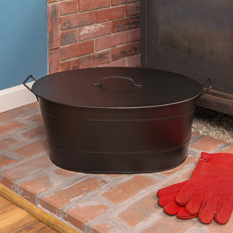 Black Oval Tub with Lid