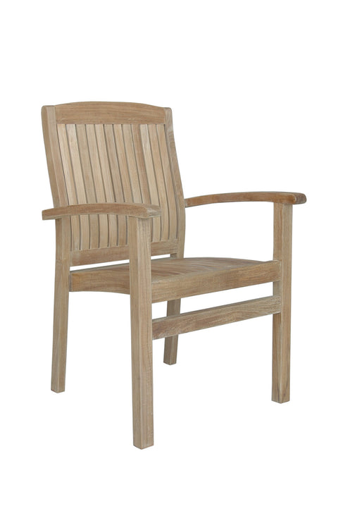 Oakestry Sahara Stackable Teak Armchair, Solid Grade-A Teak Outdoor Patio Dining Chair, Stackable Garden Chair for Backyard, Deck & Terrace (Set of 4)