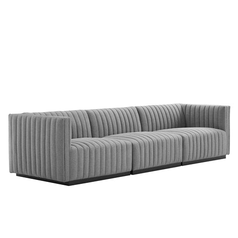 Oakestry Luxury Inspired Conjure Channel Tufted Upholstered Fabric Sofa Comfortable Indoor Sofa for Living Room Apartment Lounge Reception Area Premium Everyday Styling