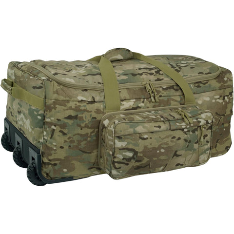 Oakestry Mini Monster Deployment Bag, Multicam – 111L Rolling Tactical Gear Bag with Divider, Zip-Off Pouch & Wheels