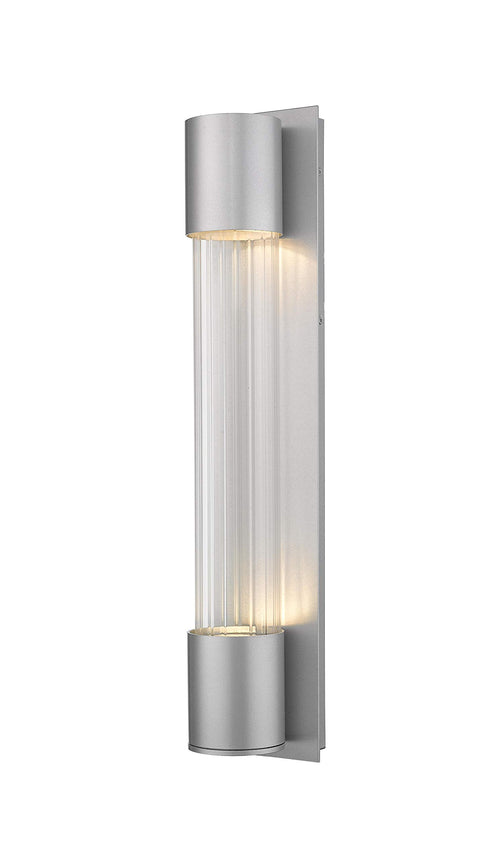 Oakestry Outdoor Wall Light 2 Light Silver Aluminum Fixture with Clear Optic Glass Shades, Modern Exterior Wall Lantern for Porch, Patio, Entryway and Outdoor Lighting