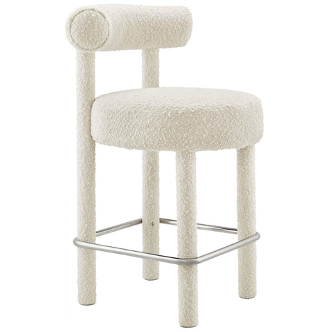 Oakestry Premium Toulouse Boucle Fabric Counter Stool Blending Decorative Functionality Timeless Styling and Premium Presentation for Contemporary and Transitional Interiors