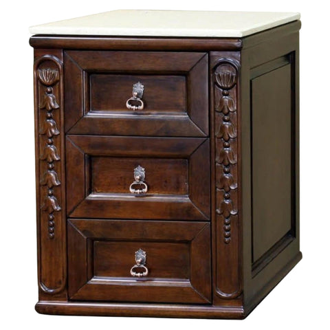 Oakestry 17.5" Wall Mounted Bridge Unit Vanity, Walnut Finish, White Marble Top, Solid Wood Cabinet, Soft Closing Drawers, Pre-Assembled