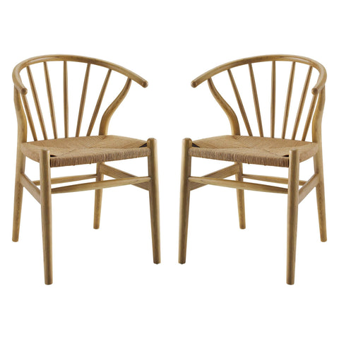 Oakestry Flourish Contemporary Spindle Wood Dining Side Chair Set of 2 Modern Accent Seating Decorative Chairs for Kitchen Dining Room Living Area Furniture