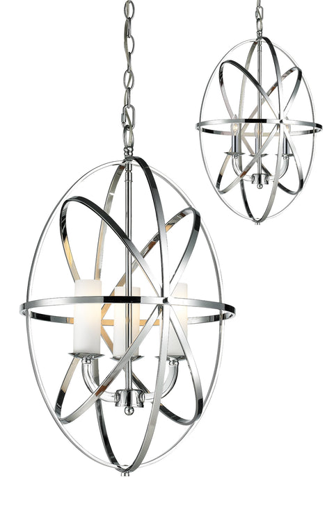 Oakestry 3 Light Chandelier Chrome Steel Matte Opal Contemporary Metropolitan Ceiling Lighting Fixture for Bedroom Dining Room Dinette Foyer Hallway Kids Room Kitchen Kitchenette Living Room Office