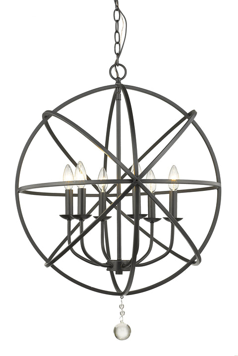 Oakestry 6 Light Chandelier Matte Black Steel Contemporary Transitional Ceiling Lighting Fixture for Dining Room Foyer Great Room Hallway Kitchen Modern Home Decor Hanging Light