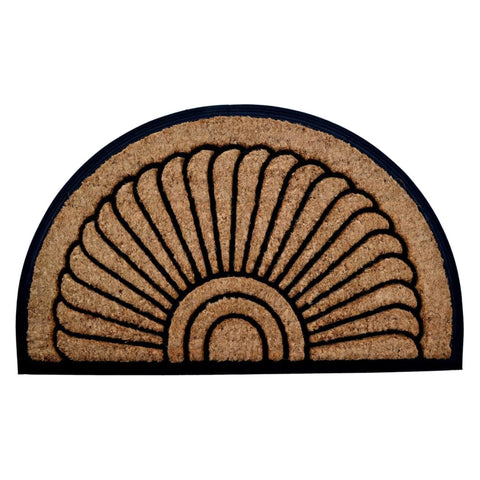 Oakestry Half Round Rubber Back Coir Doormat Sunrise Design 24 x 36 Inch Natural Coconut Fiber Entry Mat Non Slip Backing Heavy Duty Indoor Outdoor Front Door Porch Decorative Welcome Rug