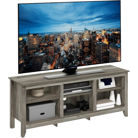Oakestry TV Stand with Storage for TVs up to 65 Inch, French Oak Grey Finish, Entertainment Center with Shelves and Cable Management