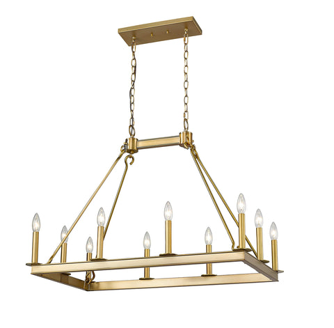 Oakestry 10 Light Linear Chandelier Modern Pendant Chandelier Lighting Fixture Polished Finish Elegant Ceiling Light for Kitchen Island Dining Room Adjustable Hanging Lamp