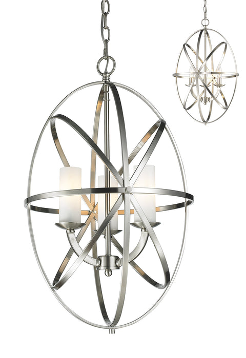 Oakestry 3 Light Chandelier Brushed Nickel Steel Matte Opal Contemporary Metropolitan Ceiling Lighting Fixture for Bedroom Dining Room Dinette Foyer Hallway Kids Room Kitchen Kitchenette Living Room