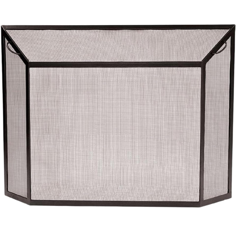 Contemporary Fireplace Spark Guard Screen, 50 x 36 Inch, Wrought Iron Mesh with Graphite Powder-Coated Finish