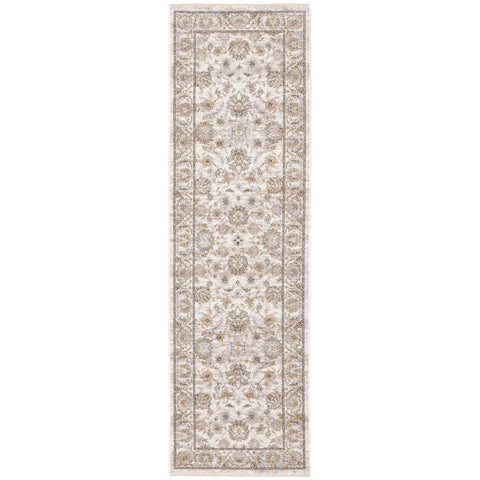 Oakestry Runner Rug Ivory/Grey, Indoor Hallway Carpet, Soft Durable Feel, Stain Resistant Easy Care Entryway Rug