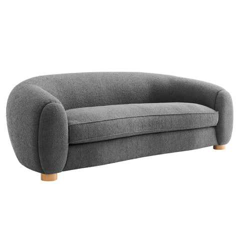 Oakestry Luxury Inspired Abundant Boucle Upholstered Fabric Sofa Comfortable Indoor Sofa for Living Room Apartment Lounge Reception Area Premium Everyday Styling