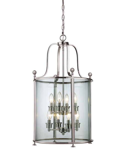 Oakestry 8 Light Chandelier Brushed Nickel Steel Clear Period Inspired Old World Gothic Ceiling Lighting Fixture for Bedroom Dining Room Dinette Foyer Hallway Kids Room Kitchen Kitchenette Living