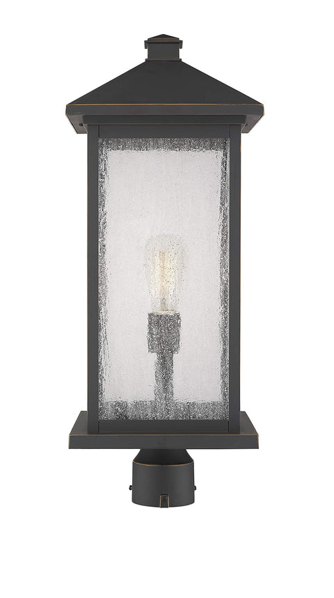 Oakestry Outdoor Post Light Fixture, Rustic Iron Finish Aluminum Body with Clear Glass Shade, Weather Resistant Vintage Lighting for Patio Garden Deck Pathway and Exterior Spaces