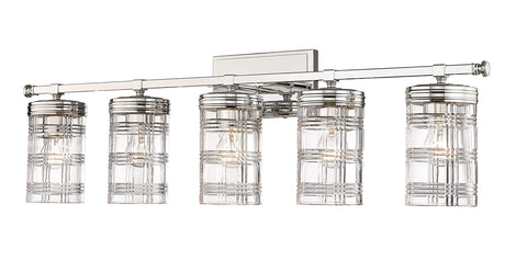 Oakestry Archer Polished Nickel 5 Light Vanity Premium Quality Durable Lightweight Multipurpose Modern Design Everyday use