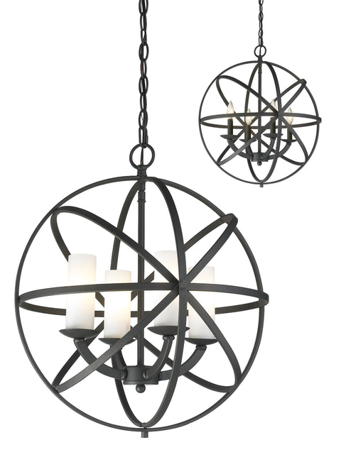 Oakestry 4 Light Chandelier Bronze Steel Matte Opal Contemporary Metropolitan Ceiling Lighting Fixture for Bedroom Dining Room Dinette Foyer Hallway Kids Room Kitchen Kitchenette Living Room Office