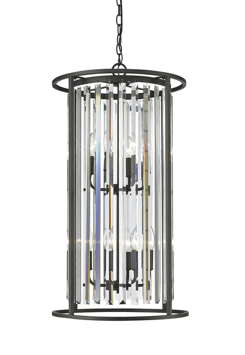Oakestry 9-Light Chandelier Matte Black & Polished Nickel Mid-Century Modern Clear Glass Globe Ceiling Light for Dining Room Foyer
