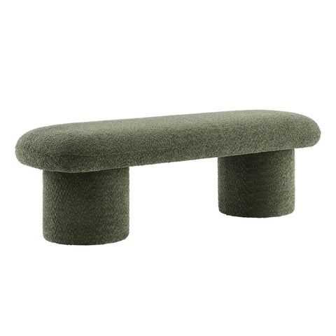 Oakestry Orla Chenille Upholstered Bench, Sage Green Modern Accent Bench with Cylindrical Legs for Bedroom, Entryway & Living Room