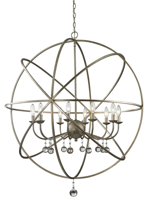 Oakestry 10-Light Chandelier Matte White Open Orb Modern Candelabra Style Ceiling Light with Crystal Accents for Dining Room Foyer Living Room