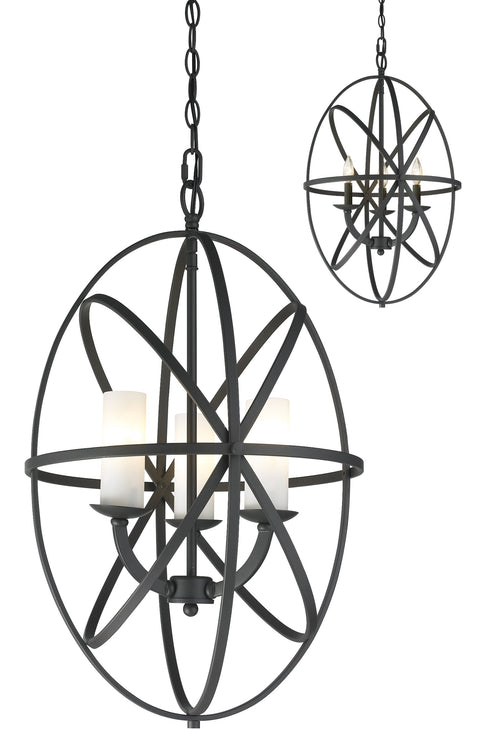 Oakestry 3 Light Chandelier Bronze Steel Matte Opal Contemporary Metropolitan Ceiling Lighting Fixture for Bedroom Dining Room Dinette Foyer Hallway Kids Room Kitchen Kitchenette Living Room Office