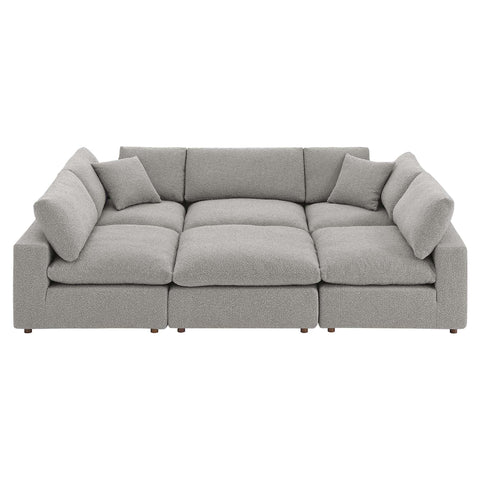 Oakestry Luxury Inspired Commix Down Filled Overstuffed Boucle Fabric 6-Piece Sectional Sofa Comfortable Indoor Sectional Sofa for Living Room Apartment Lounge Reception Area Premium Home Styling