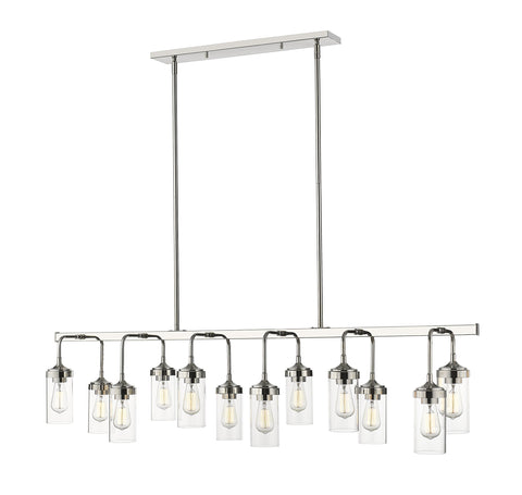 Oakestry 12 Light Linear Chandelier Modern Pendant Chandelier Lighting Fixture Polished Finish Elegant Ceiling Light for Kitchen Island Dining Room Adjustable Hanging Lamp