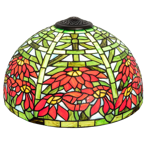 Oakestry 15 Wide Poinsettia Shade Tiffany Style Lighting Fixture Stained Glass Decorative Indoor Lamp Vintage Classic Home Lighting Living Room Bedroom Office Decor