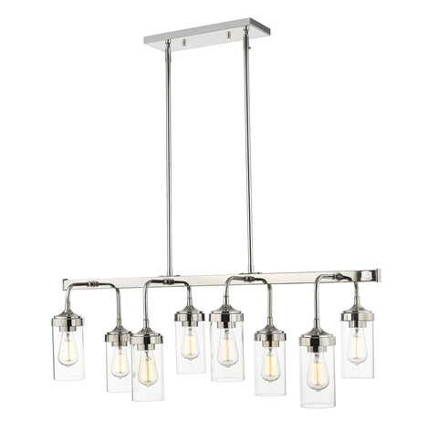 Oakestry Neutra 5-Light Linear Chandelier – Matte Black & Polished Nickel Steel Frame, Clear Glass Globes, Mid-Century Modern & Art Deco Design