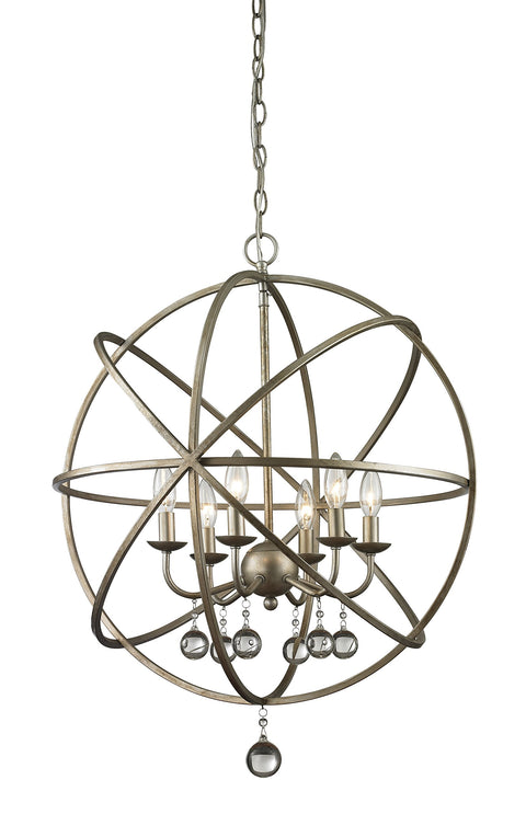 Oakestry Aranya 4-Light Chandelier – Bronze Steel Frame, Matte Opal Glass Shades, Candelabra Bulbs, Contemporary Orbiting Design