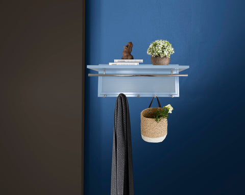 Oakestry Wall Mounted Hook Rack Chrome Finish Space Saving Organizer for Entryway Mudroom Laundry Bathroom Coat Bag Key Holder Heavy Duty Metal (Blue)