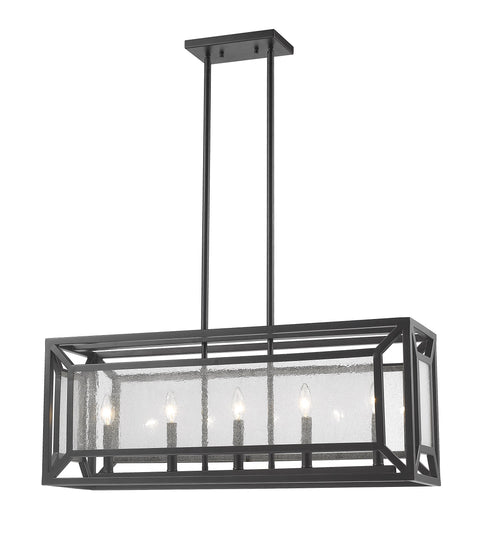 Oakestry Calliope 8-Light Linear Chandelier – Polished Nickel Steel Frame, Clear Glass Cylinder Shades, Medium Bulbs, Industrial & Urban Design