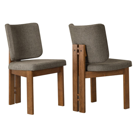 Oakestry Alba Armless Upholstered Dining Chairs Set of 2 Fabric Seat Solid Rubberwood Legs Center Stretcher Support Modern Dining Room Kitchen Seating Furniture