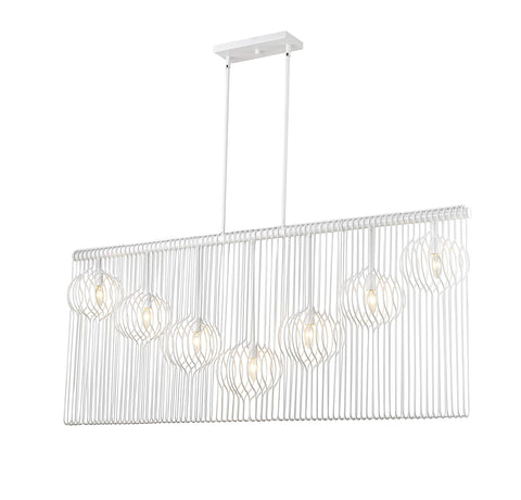 Oakestry 7 Light Linear Chandelier Modern Pendant Chandelier Lighting Fixture Polished Finish Elegant Ceiling Light for Kitchen Island Dining Room Adjustable Hanging Lamp