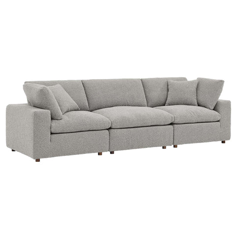 Oakestry Luxury Inspired Commix Down Filled Overstuffed Boucle Fabric 3-Seater Sofa Comfortable Indoor Sofa for Living Room Apartment Lounge Reception Area Premium Daily Styling