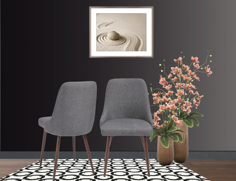 Oakestry Oslo Mid Century Upholstery Gray Dining Chair Set of 2 Modern Fabric Seat Wood Leg Design Comfortable Stylish Home Kitchen Furniture Contemporary Accent Elegant Durable