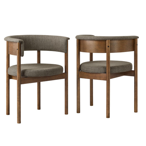 Oakestry Clea Curved Upholstered Dining Chairs Set of 2 Modern Fabric Accent Seating Contemporary Padded Side Chairs for Dining Room Kitchen Living Room Home Furniture Beige