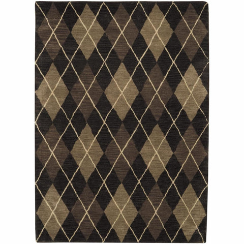 Oakestry Ashton Collection 8x10 Argyle Wool Area Rug, Hand-Tufted Grey & Taupe, Transitional Design with Textured Plush Pile, Durable & Soft Underfoot