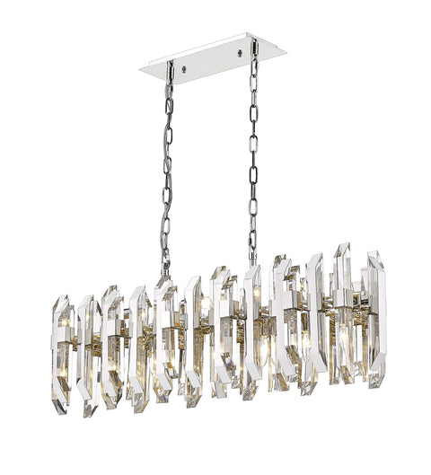 Oakestry 11 Light Linear Chandelier Modern Pendant Chandelier Lighting Fixture Polished Finish Elegant Ceiling Light for Kitchen Island Dining Room Adjustable Hanging Lamp