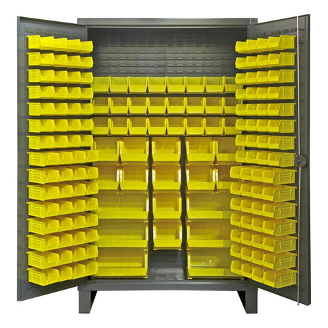 Oakestry Extra Heavy Duty Cabinet 12 Gauge 162 Red Bins Recessed Door with Louvered Panel Cast Iron Pad-Lockable Handle (Grey, Yellow)